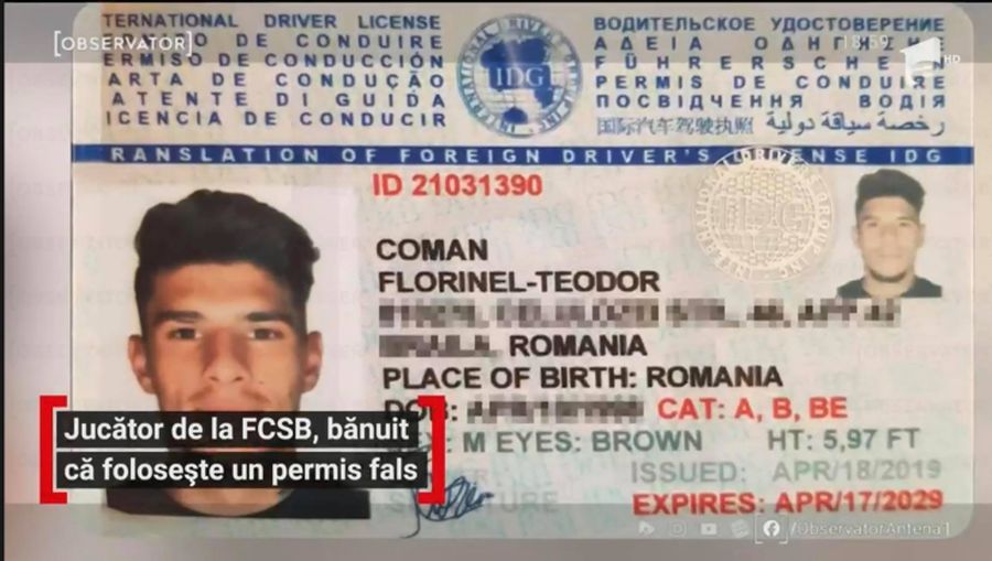 Așa arată documentul pe care Coman l-a prezentat polițiștilor. Nu are nicio legătură cu permisul de conducere!