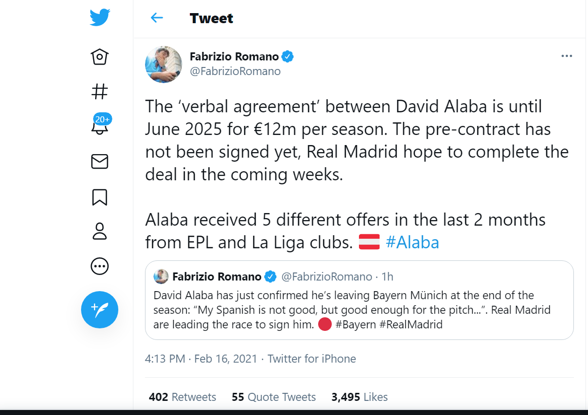 David Alaba, acord verbal cu Real Madrid