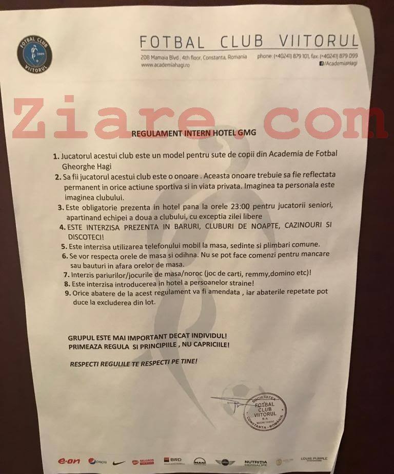 Cele nouă reguli impuse de Hagi la Viitorul! Nimeni nu trece peste ordinele 