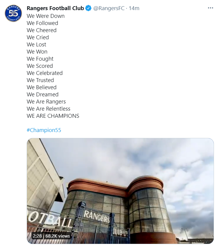 Glasgow Rangers este matematic noua campioană a Scoției