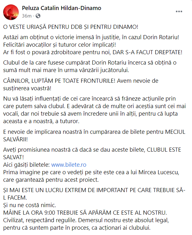 Comunicat fani Dinamo