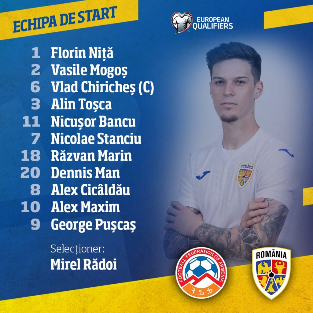 Primul 11 al „tricolorilor” in meciul de la Erevan