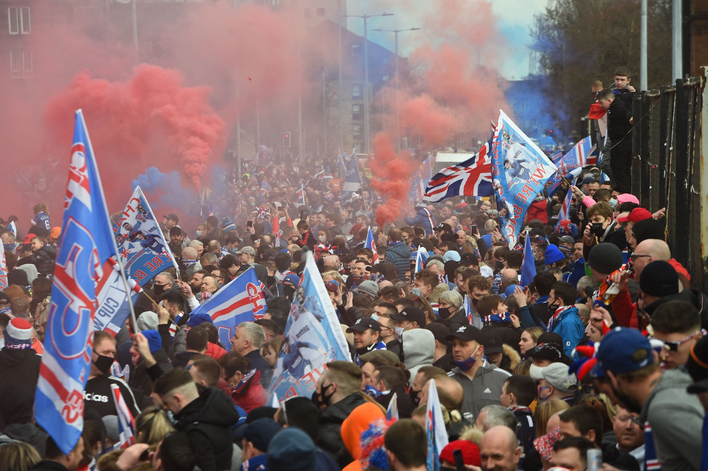 A fost îmbulzală mare pe străzile din Glasgow după titlul cucerit de Rangers