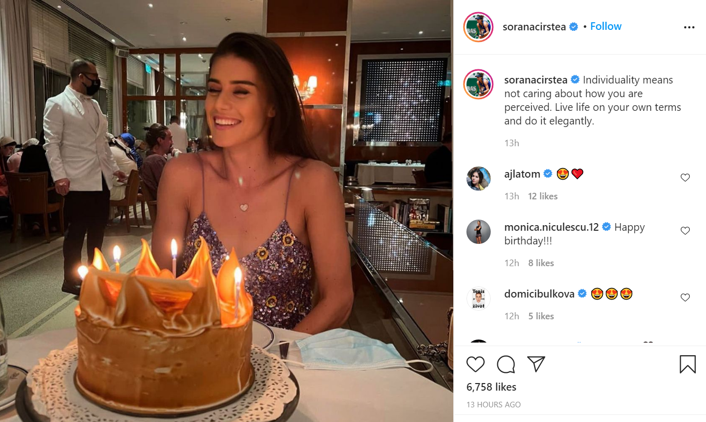 Sorana Cîrstea a primit un tort uriaș de ziua ei. Pe 7 aprilie, jucătoarea de tenis a împlinit 31 de ani