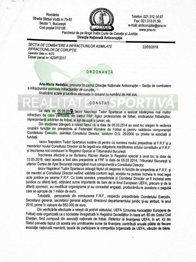 Documentul făcut public de Tudor Iacov. Sursă foto: Realitatea Sportivă
