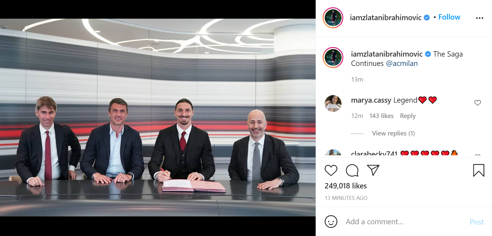 Zlatan Ibrahimovic a anunțat prelungirea contractului său cu AC Milan