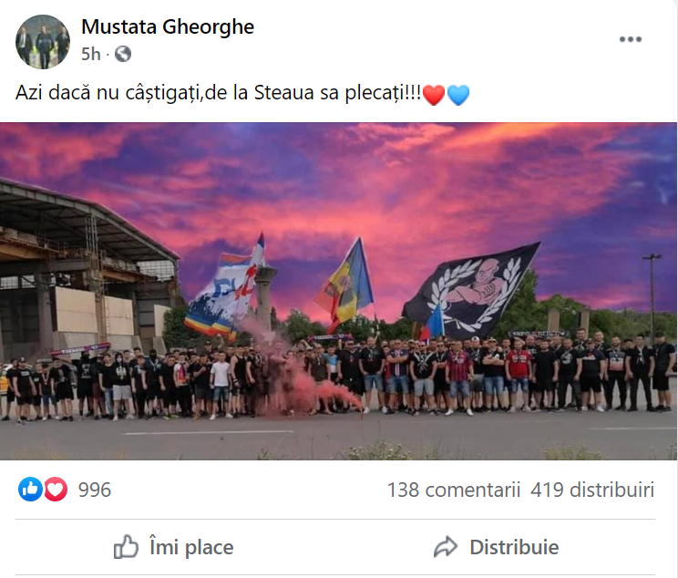 Gheorghe Mustață, liderul galeriei de la FCSB, le-a transmis un mesaj clar jucătorilor