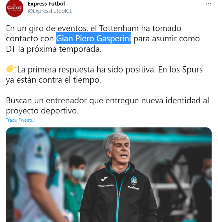 Gian Piero Gasperini o va antrena pe Tottenham de la vară