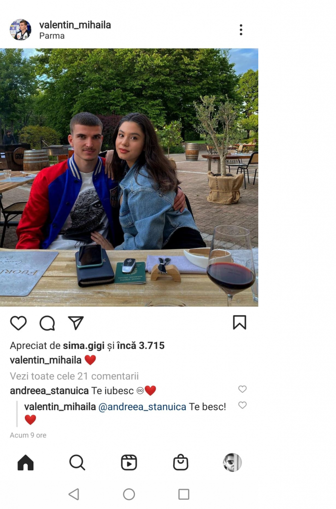 Valentin Mihăilă și Andreea Stănuică trăiesc o frumoasă poveste de dragoste 