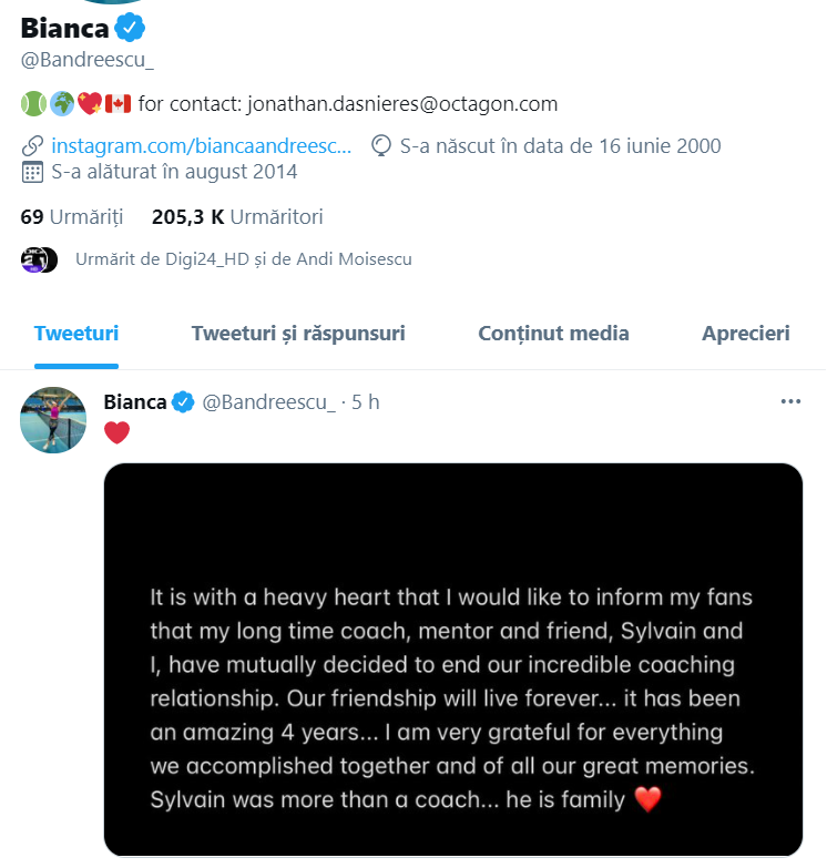 După accidentarea suferită, Bianca Andreescu se confruntă din nou cu câteva probleme