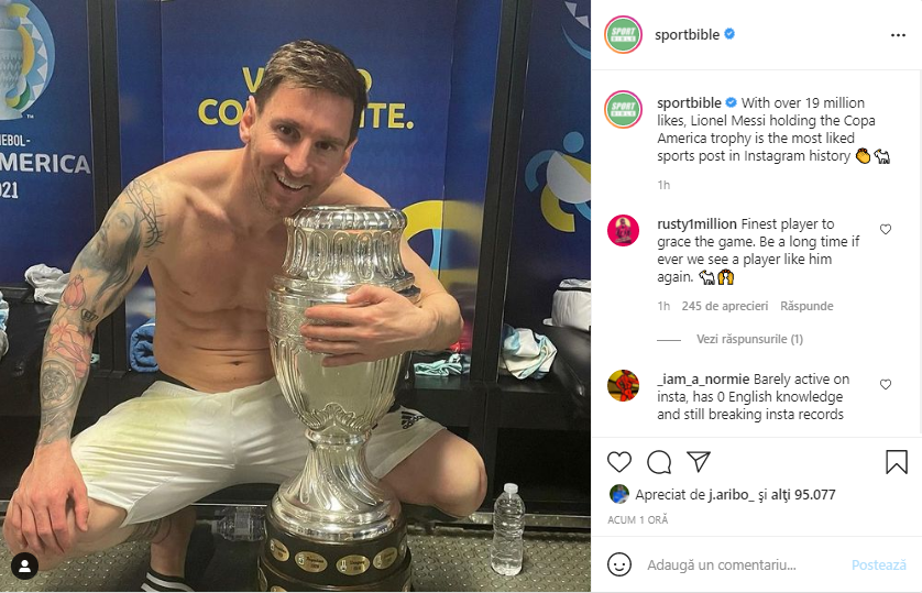Poza cu care Messi a intrat definitiv în istoria Instagram