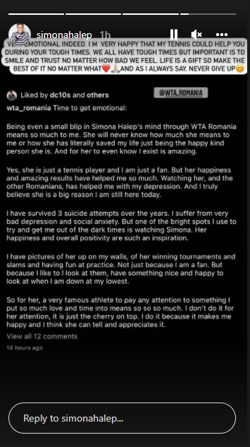 Dialogul dintre Simona Halep și fanul respectiv pe Instagram