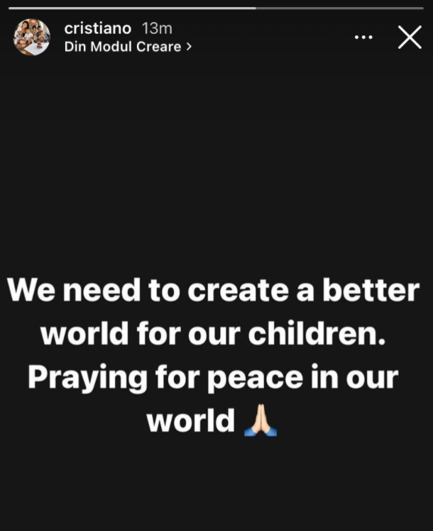 Mesajul transmis de Cristiano Ronaldo prin intermediul Instagram