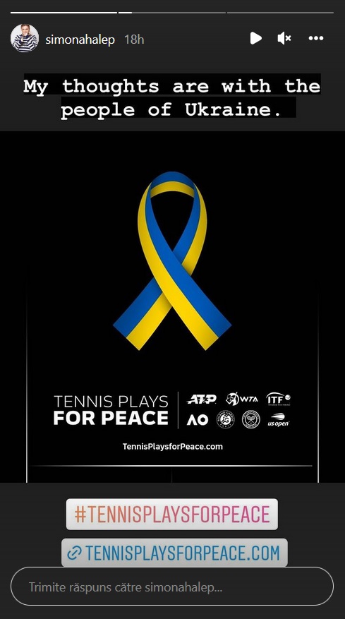 Simona Halep se implică în campania pentru sprijinirea Ucrainei