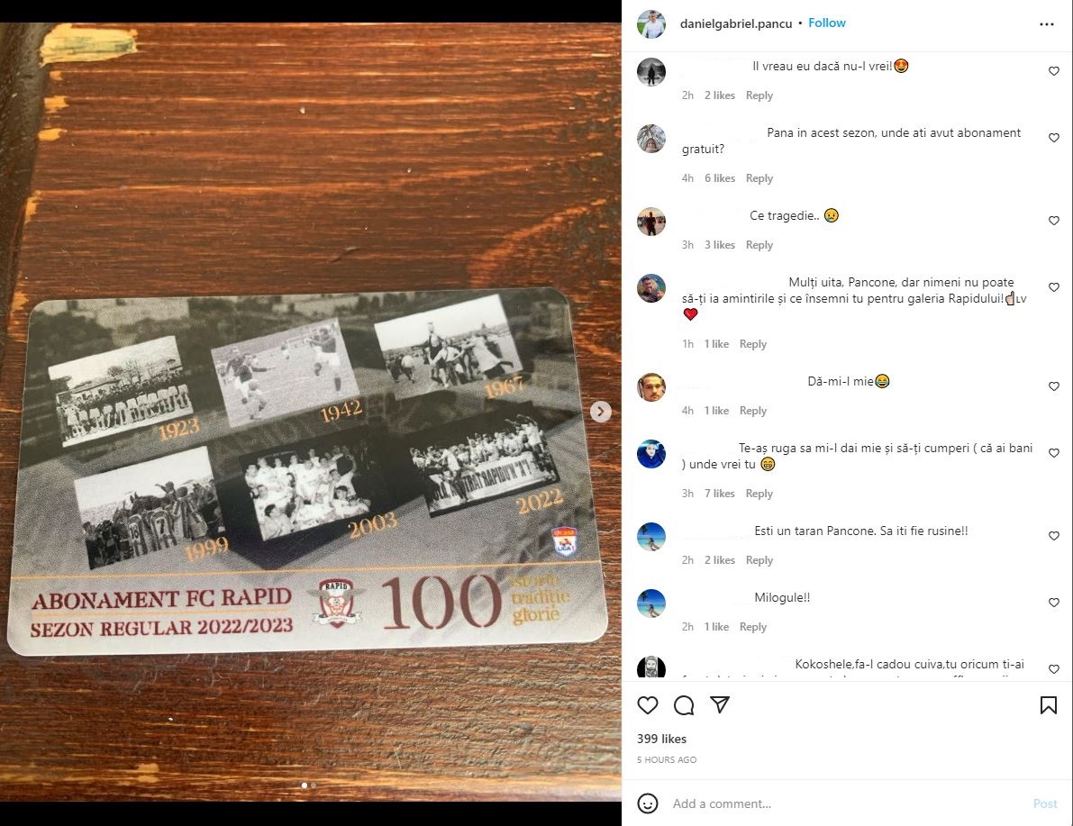 Daniel Pancu, neumulțumit de abonamentul pe care Rapid i l-a oferit