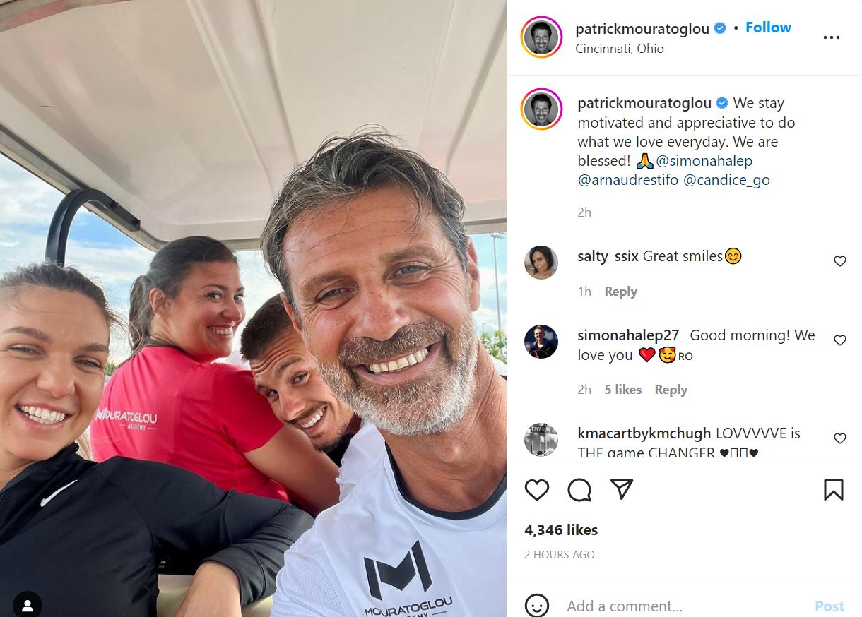 Simona Halep și Patrick Mouratoglou, gata pentru debutul de la Cincinnati. Sursa foto: Instagram.com/patrickmouratoglou