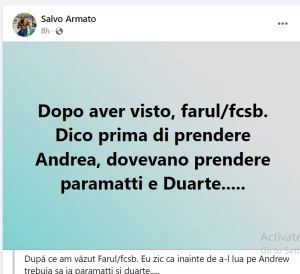 Bunicul lui Andrea Compagno, ironii la adresa fundașilor FCSB-ului