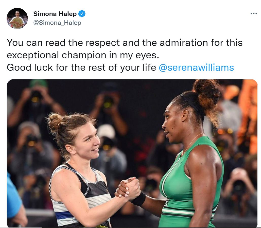 Simona Halep, mesaj pentru Serena Williams în ziua în care americanca s-a retras din tenis