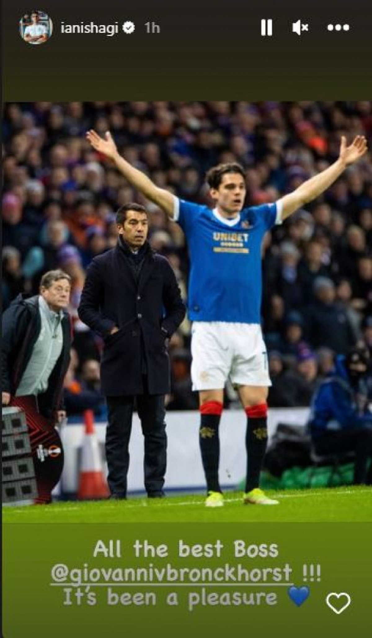 Mesajul postat de Ianis Hagi după demiterea lui Giovanni van Bronckhorst de la Rangers