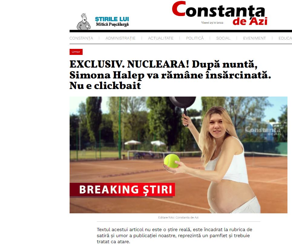 „Simona Halep este gravida!”. Cum a fost parodiata fosta lidera a tenisului mondial de un site de satira