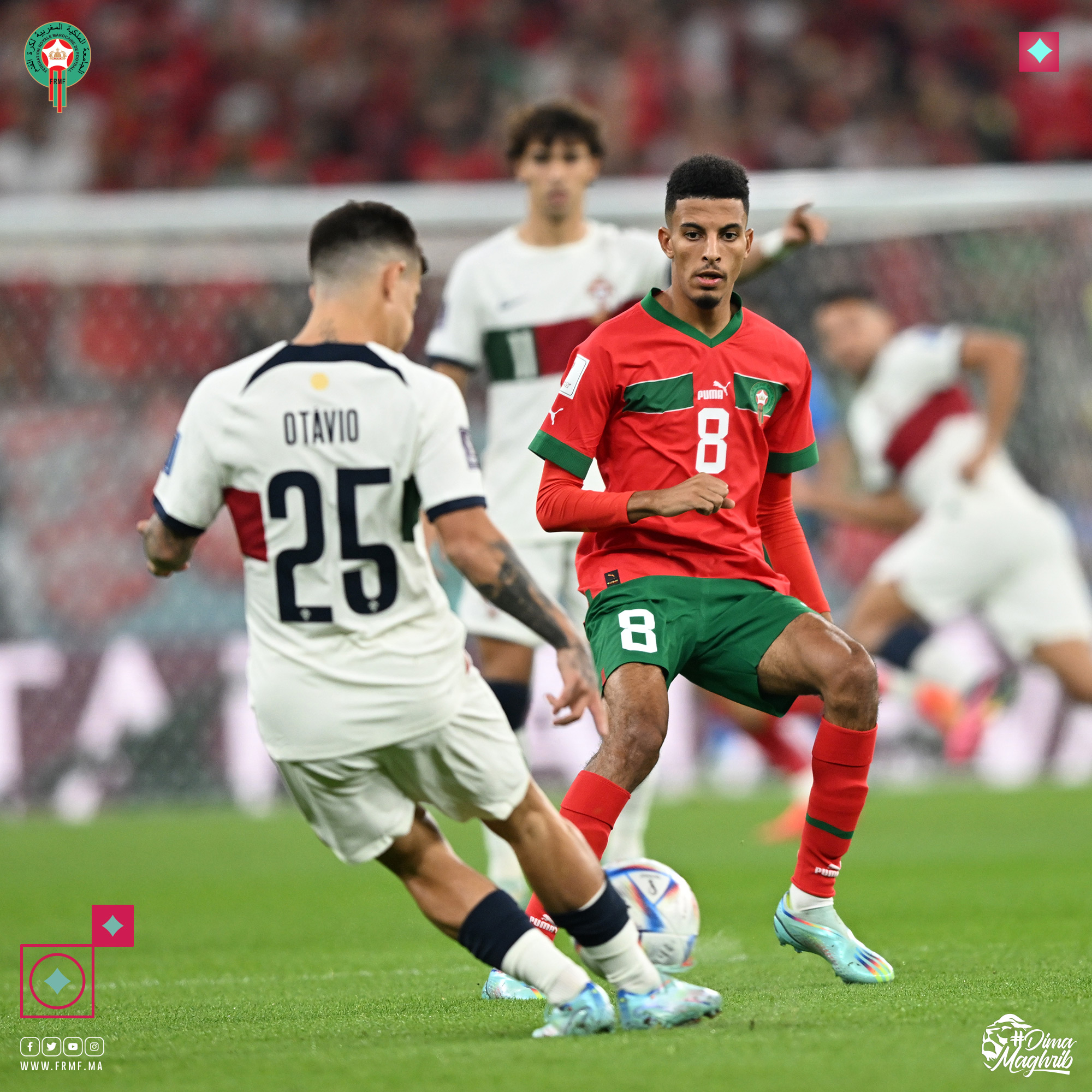 Azzedine Ounahi, în Maroc - Portugalia 1-0. Sursa foto: Facebook.com/ENMAROCofficiel