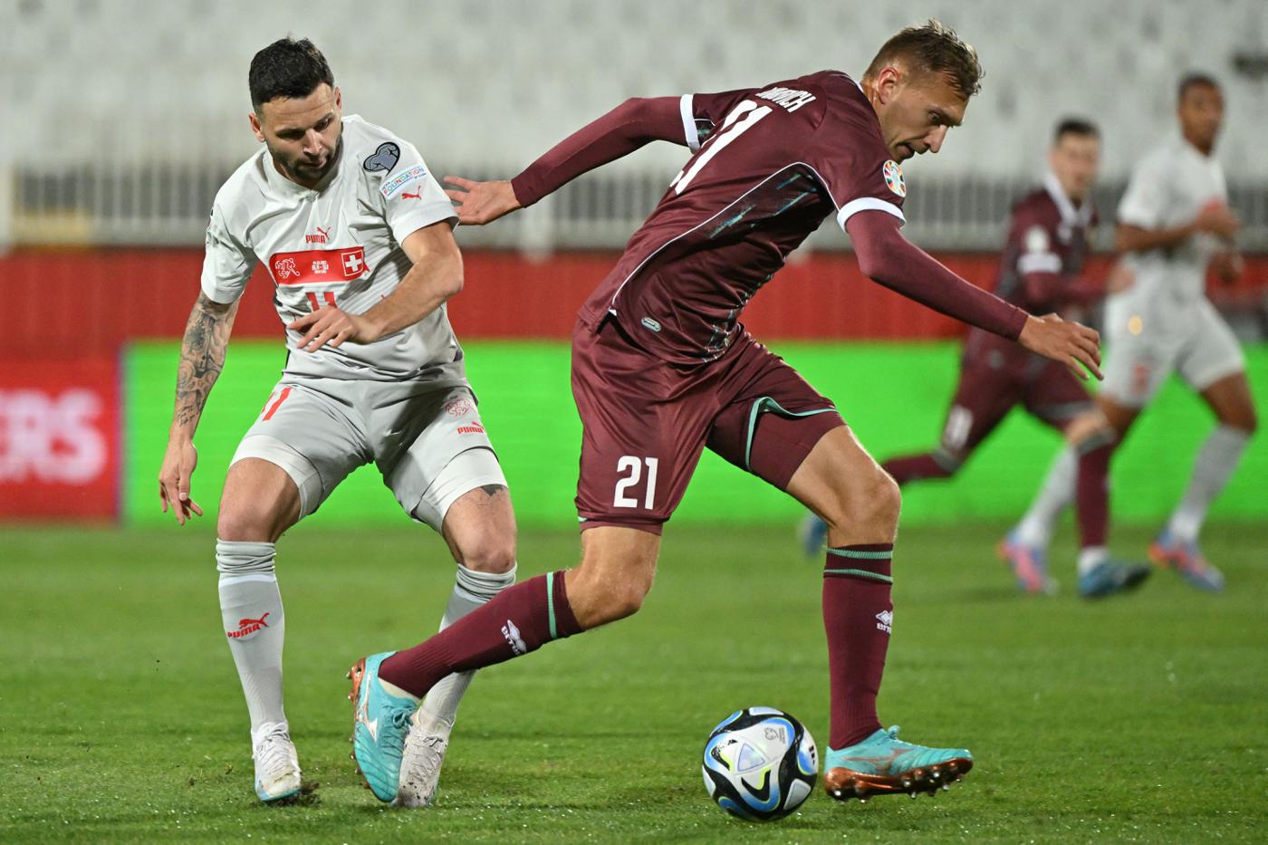 Imagine din meciul jucat de bieloruşi împotriva Elveţiei 