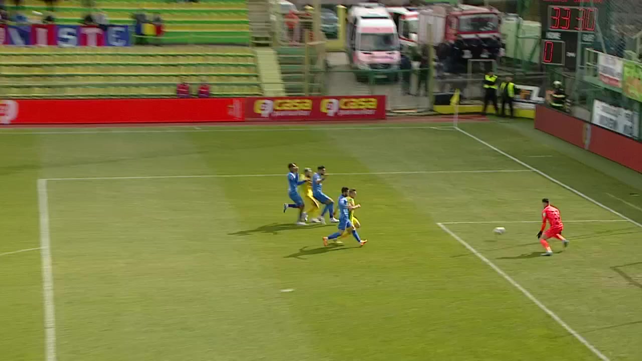 Faza din care Rusu a deschis scorul la Mioveni, captură foto: Orange Sport 
