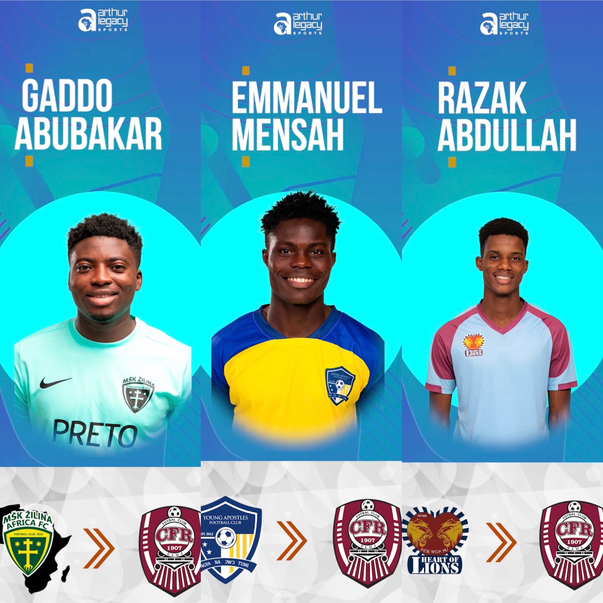 CFR Cluj va avea în lot trei fotbalişti africani de doar 18 ani 