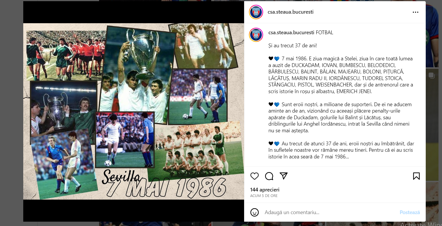 7 mai 1986 – 7 mai 2019! Steaua București aniversează azi 33 de ani de la  câștigarea Cupei Campionilor Europeni la fotbal! – CSA Steaua Clubul  Sportiv al Armatei