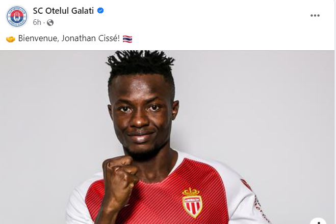 Jonathan Cisse - Sursa foto: Pagina de Facebook Otelul Galati