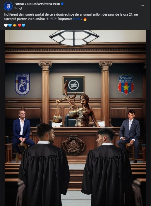 Mesajul postat pe Facebook-ul FCU Craiova