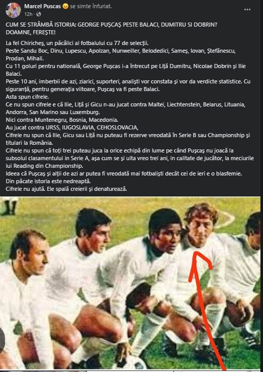 Postarea lui Marcel Pușcaș de pe Facebook