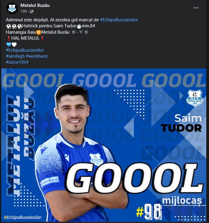 Postarea de pe contul Metalului Buzău